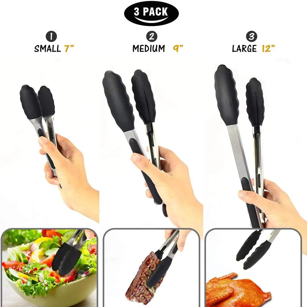 Pince Cuisine Silicone Inox — BBQ & Cuisson Antidérapante
