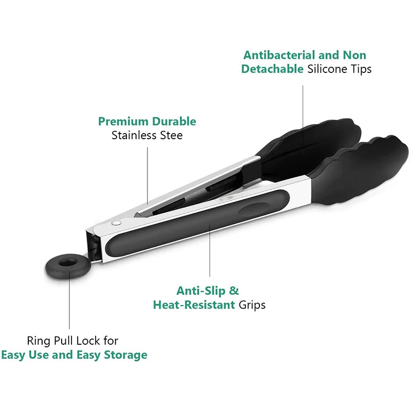 Pince BBQ Silicone Inox Verrouillable — Cuisine & Grillades