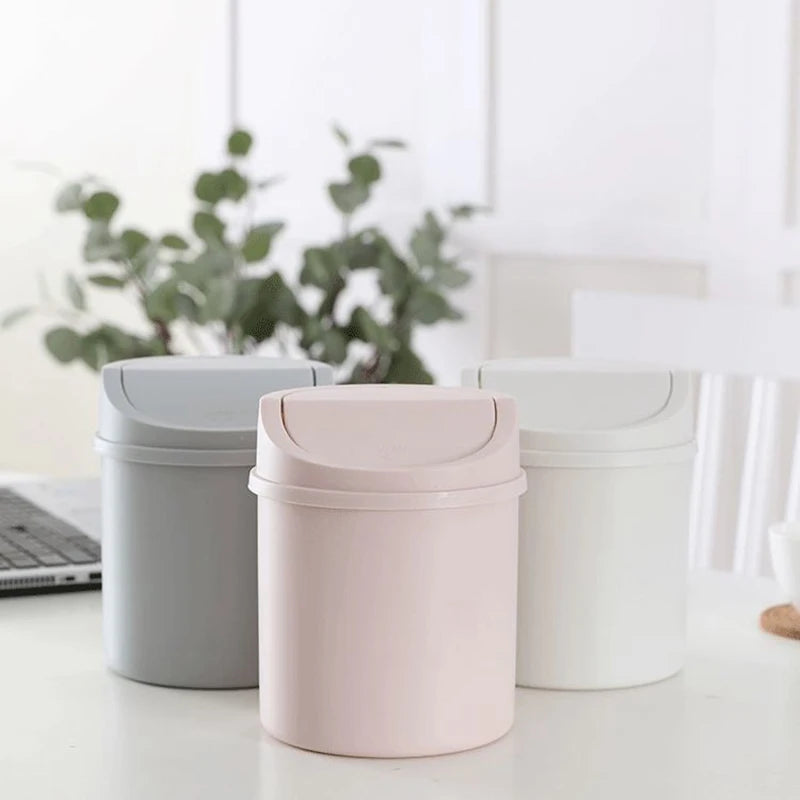 Mini Corbeille Cylindrique Bureau Push Cover