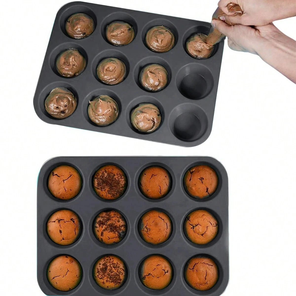 Moule Silicone 12 Cavités — Muffins, Cupcakes & Chocolats