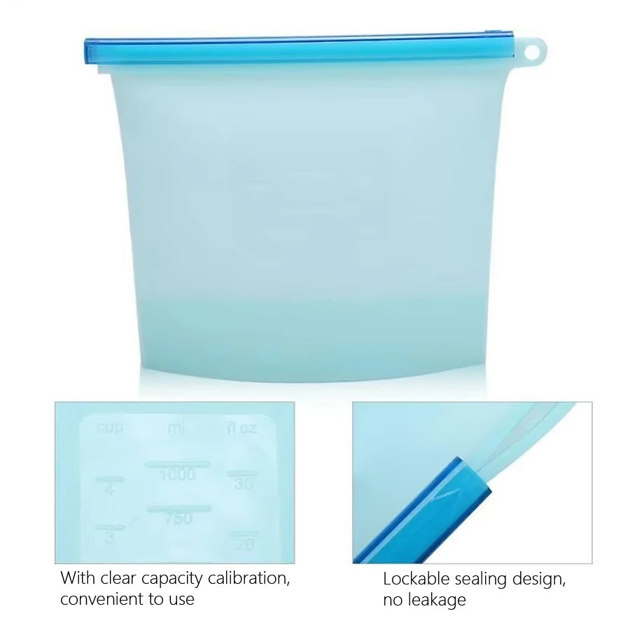 Sac Conservation Silicone 1000ml — Hermétique Réutilisable