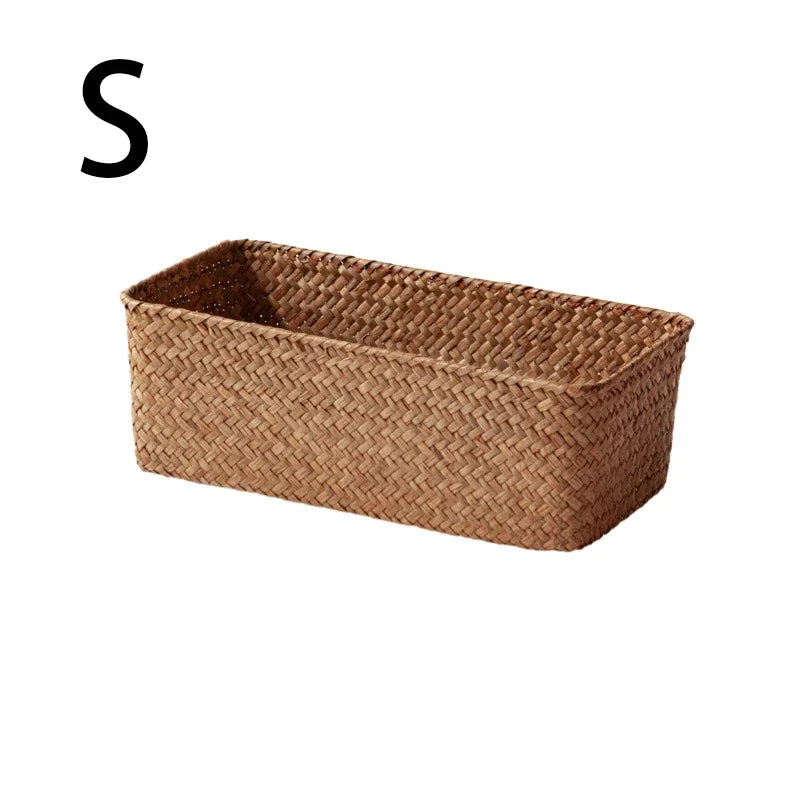 Panier Rangement Herbe Tressée Naturelle — S/M/L