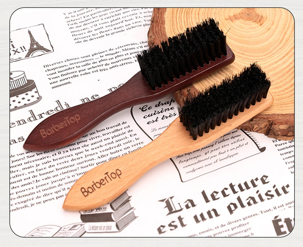 Brosse Barbe Barbertop Poils Naturels — Manche Bois