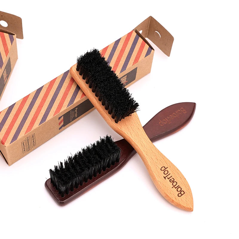 Brosse Barbe Barbertop Poils Naturels — Manche Bois