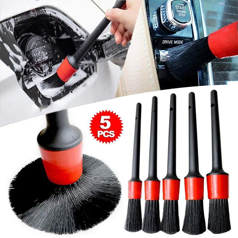 Kit Brosses Nettoyage Voiture 5pcs — Détailing Intérieur & Jantes