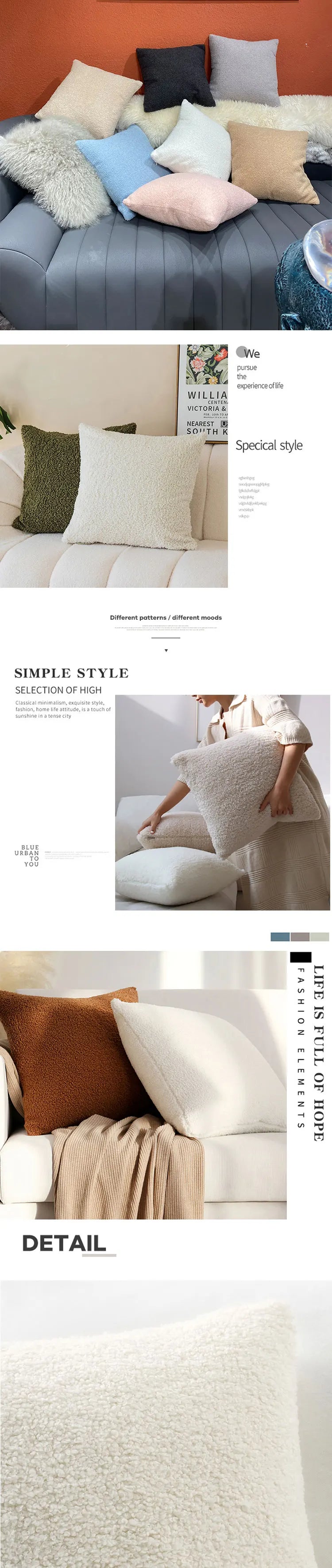Housse de Coussin Velours Ultra-Doux Blanc