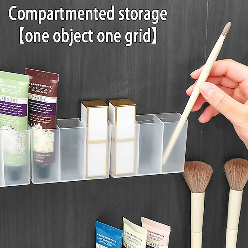 Organisateur Mural 3 Grilles Miroir — Rangement Cosmétiques Sans Perçage