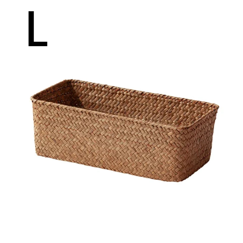 Panier Rangement Herbe Tressée Naturelle — S/M/L