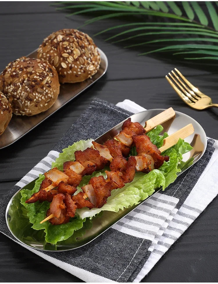 Plateau Inox Doré ou Argenté — Cuisine & Décoration