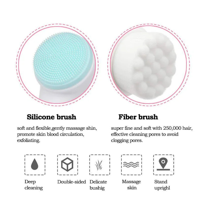 Brosse Nettoyante Visage Silicone — Double Face, Exfoliante