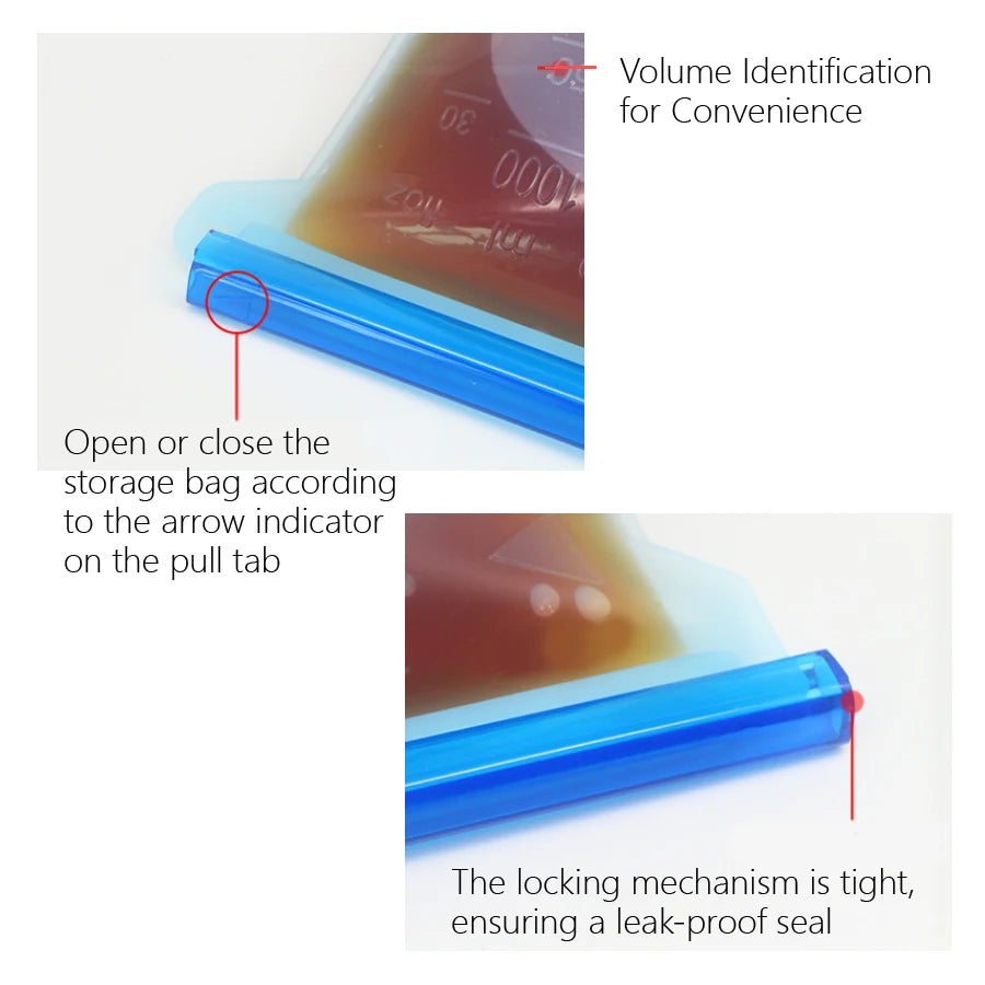 Sac Conservation Silicone 1000ml — Hermétique Réutilisable