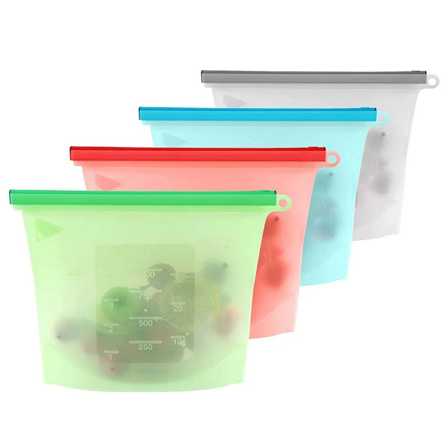 Sac Conservation Silicone 1000ml — Hermétique Réutilisable