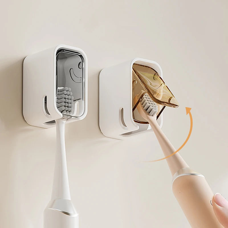 Porte-brosse à dents mural — Couvercle anti-poussière, sans perçage