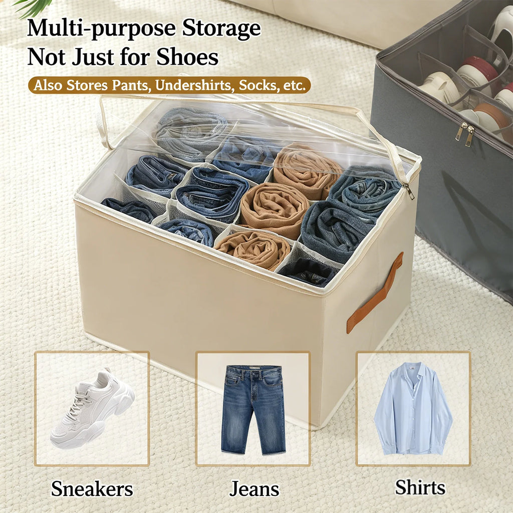 Boîtes à Chaussures Tissu Pliables avec Fenêtre