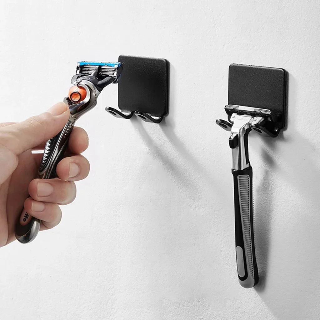 Porte-rasoir mural inox — Adhésif, sans perçage