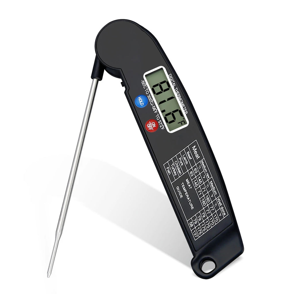 Thermomètre Cuisine Sonde Pliable — Lecture Instantanée LCD