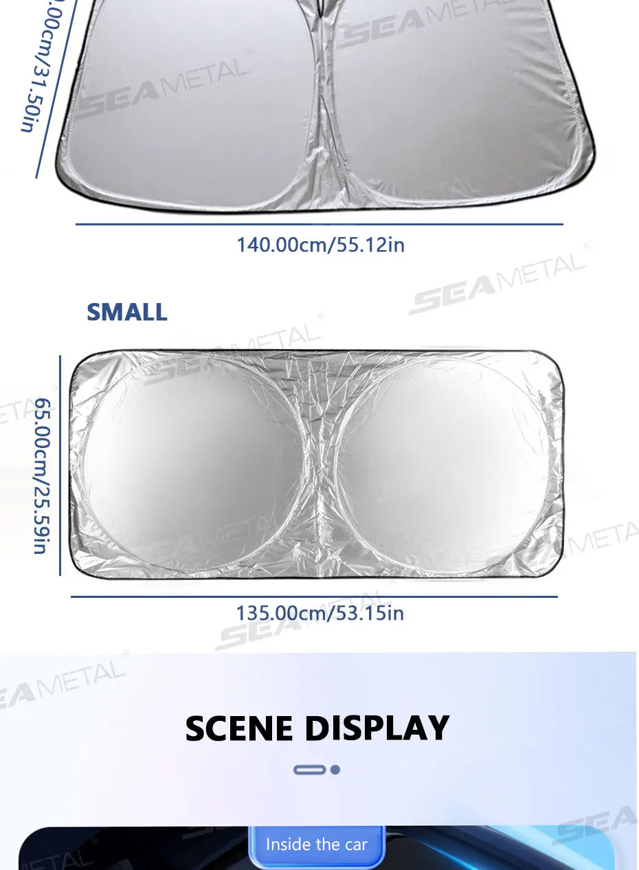 Pare-Soleil SEAMETAL Voiture — Protection UV Pliable Taille S/L