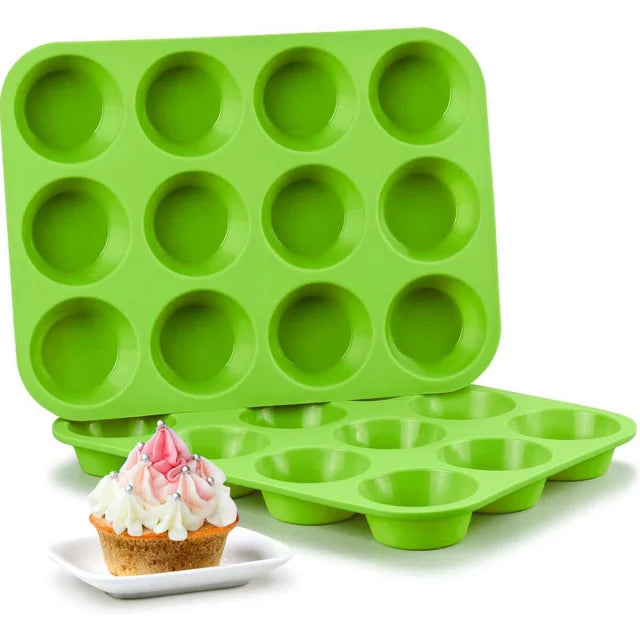 Moule Silicone 12 Cavités — Muffins, Cupcakes & Chocolats
