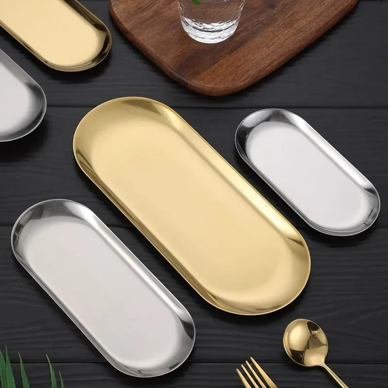 Plateau Inox Doré ou Argenté — Cuisine & Décoration