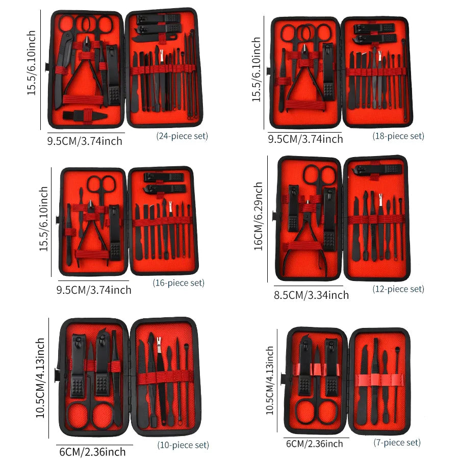 Kit Manucure Complet 24 Pièces — Inox, Étui Inclus