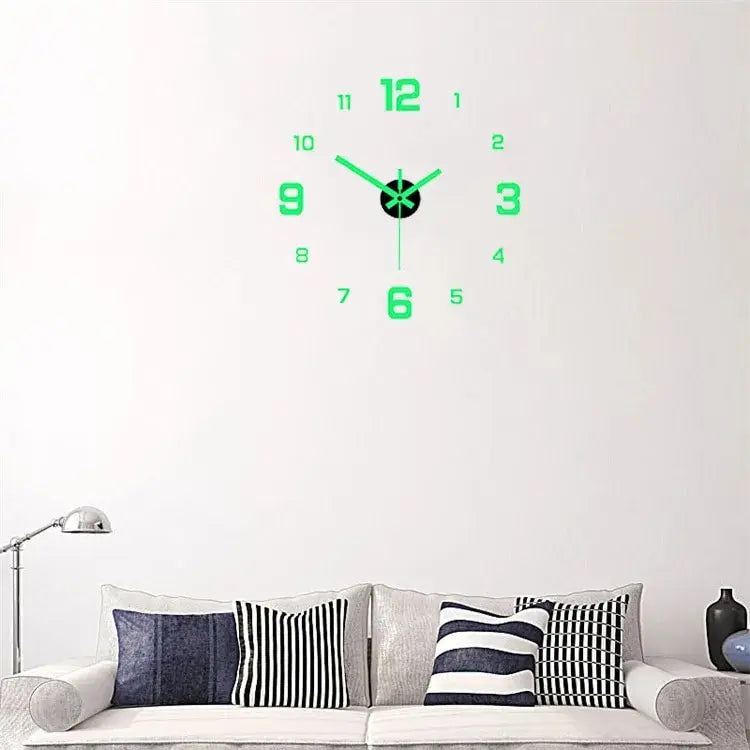 Horloge Murale Silencieuse Lumineuse — Chiffres Phosphorescents, Sans Perçage