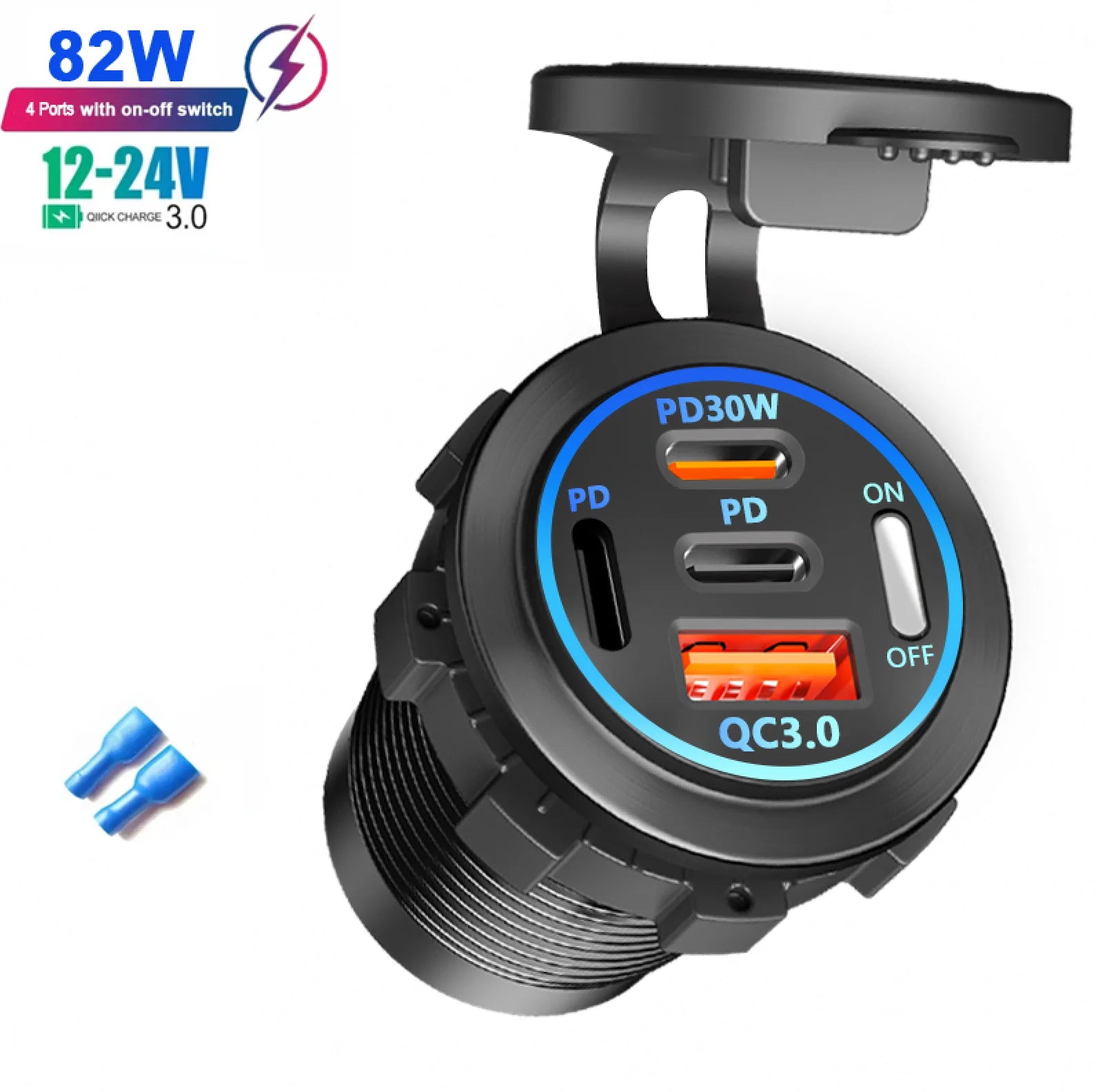 Chargeur Voiture USB-C Multi-ports — Charge Rapide 12V/24V