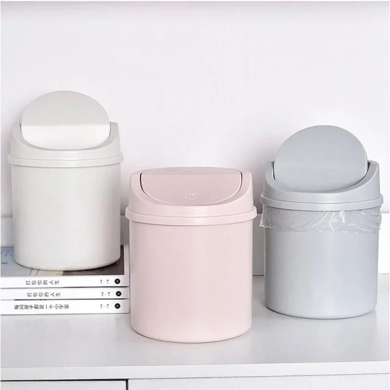 Mini Corbeille Cylindrique Bureau Couvercle