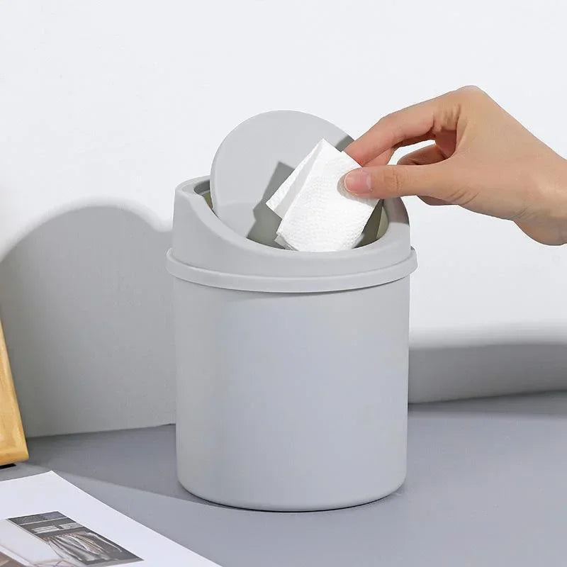 Mini Corbeille Cylindrique Bureau Couvercle