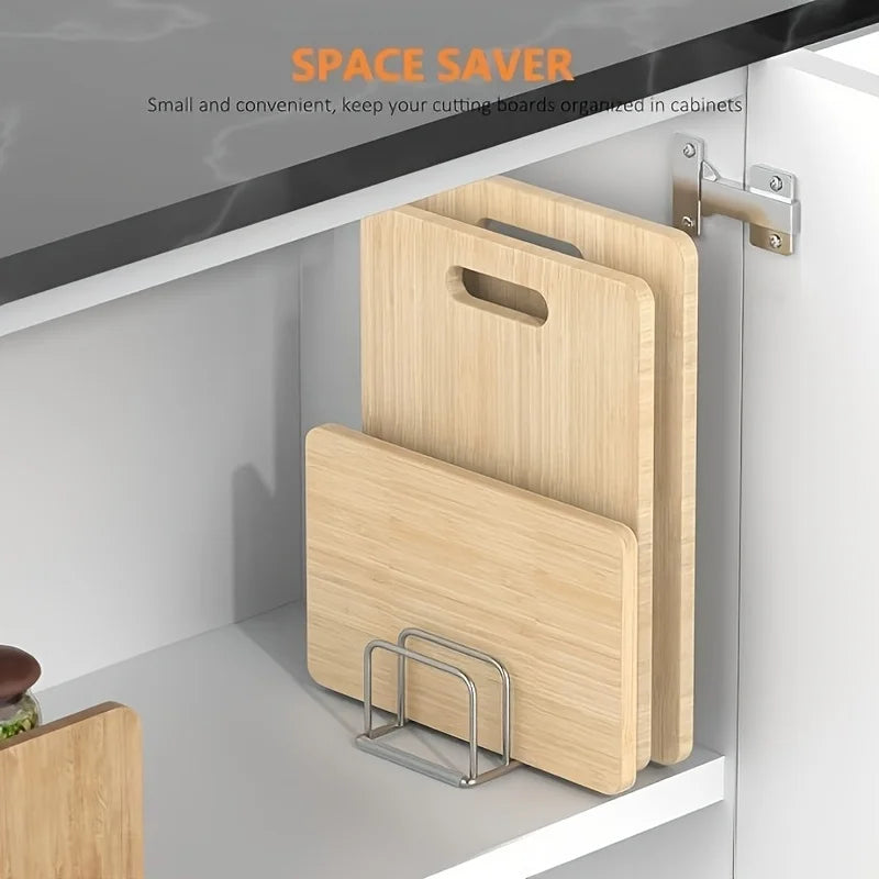 Rangement couvercles & planches — Support inox gain de place