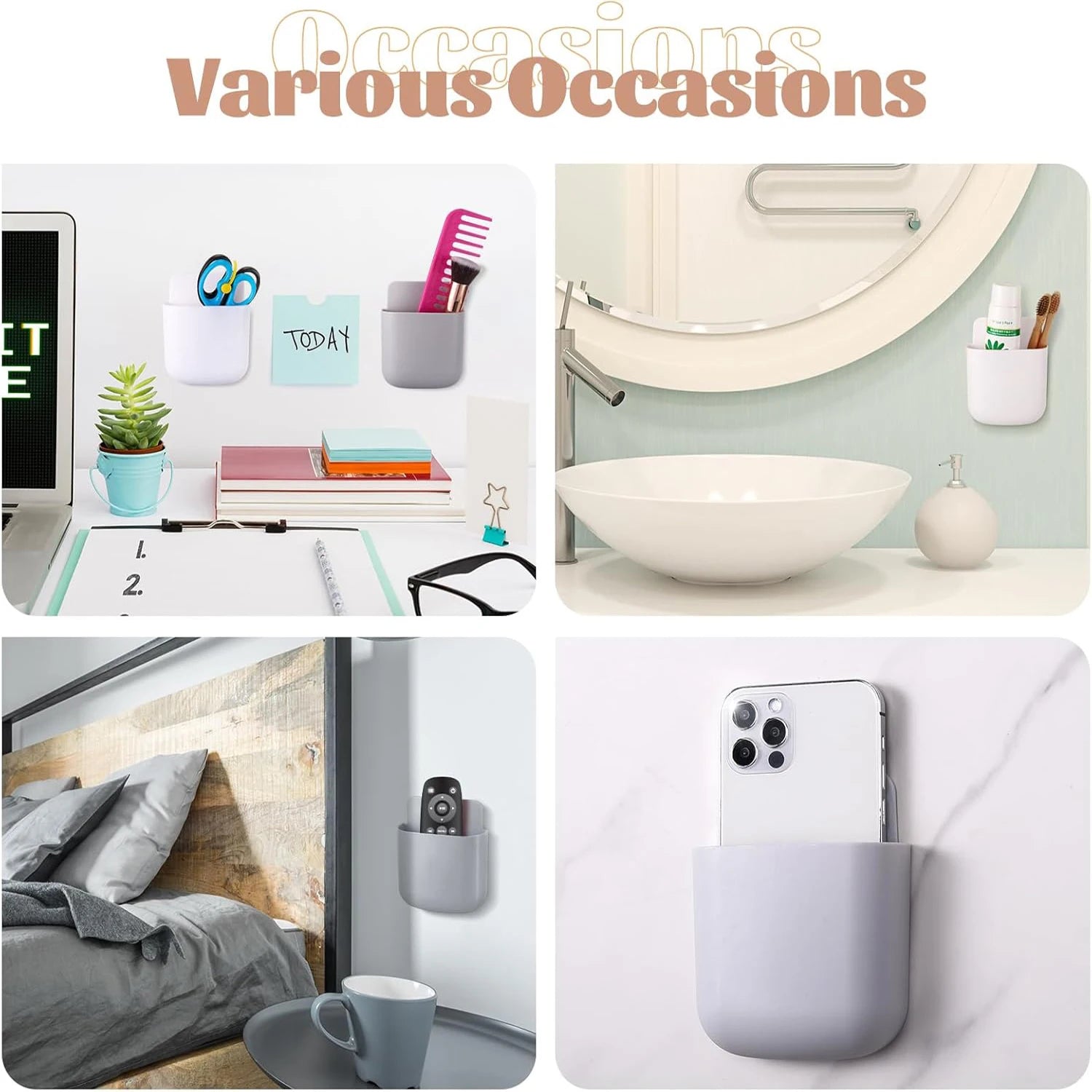 Organisateur mural adhésif — Pochette rangement multi-usages