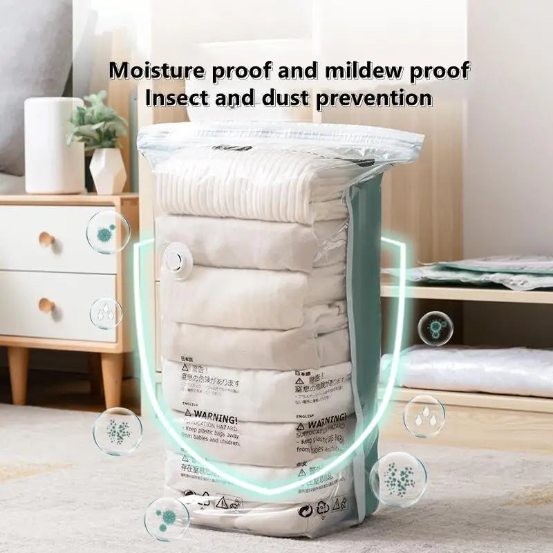 Sacs de rangement sous vide — Sans pompe, gain de place