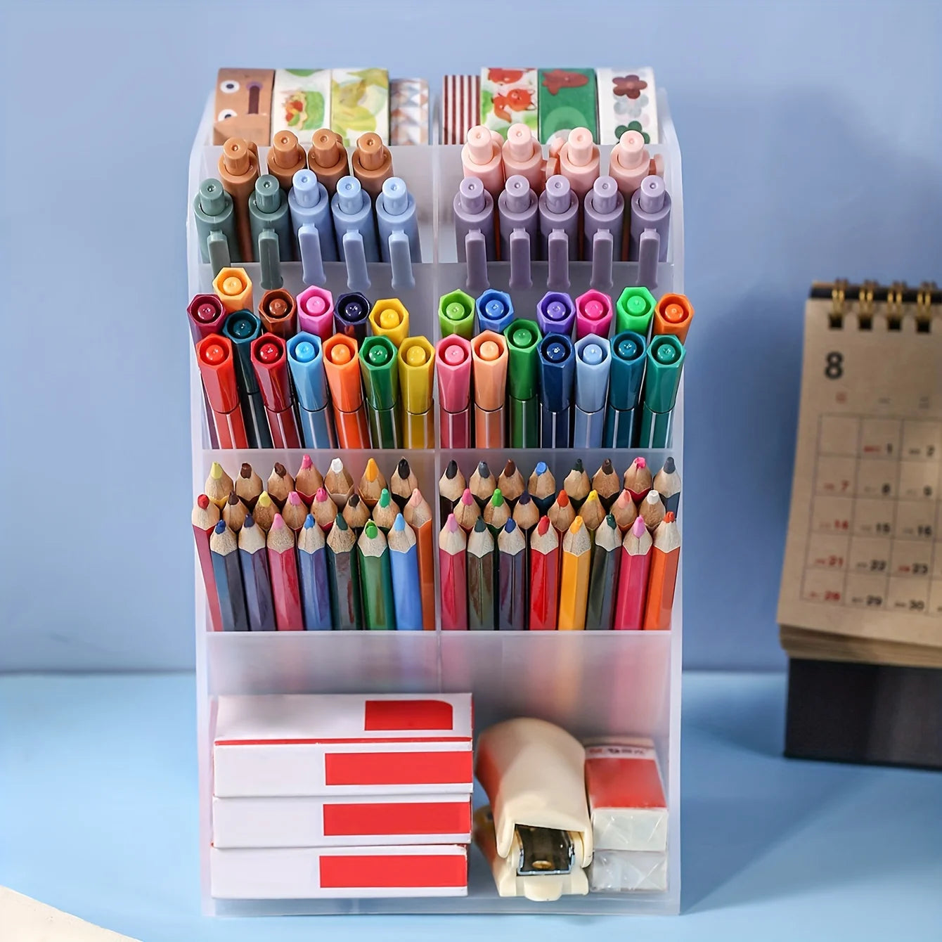 Porte-stylos Transparent Multi-niveaux Bureau