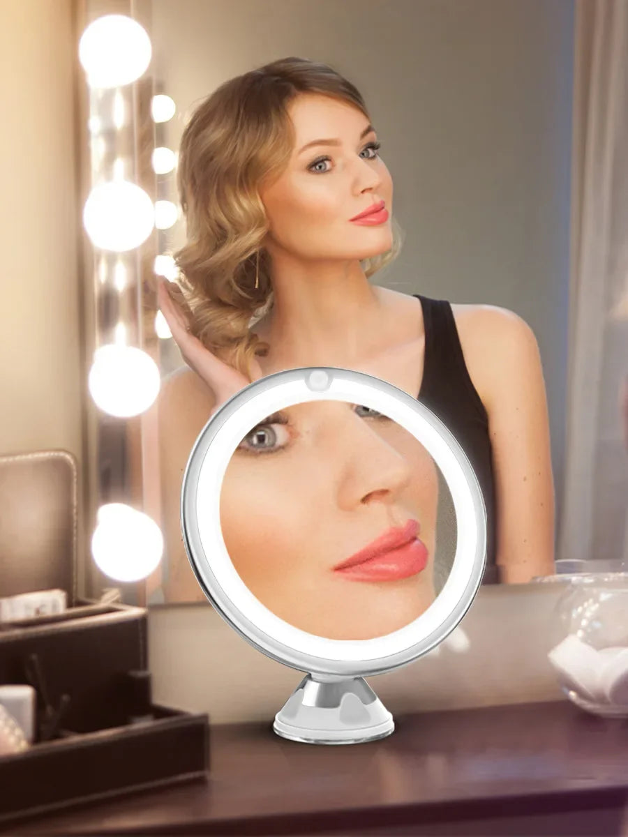 Miroir Grossissant LED Rond 10X — Rasage & Maquillage