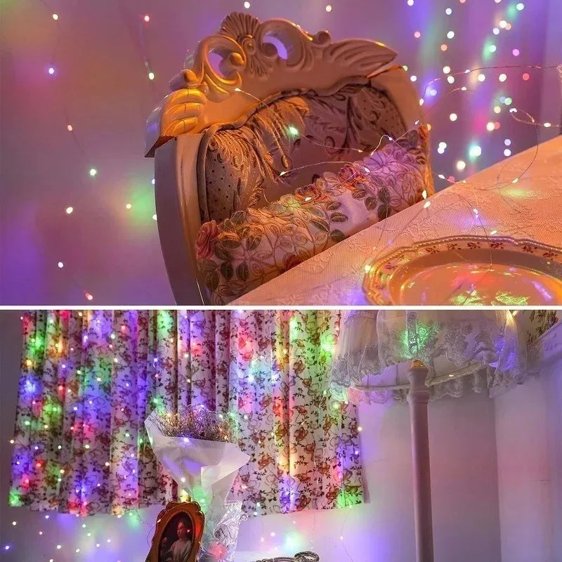 Guirlande Lumineuse LED à Piles — Fil de Cuivre, Déco Salon & Chambre