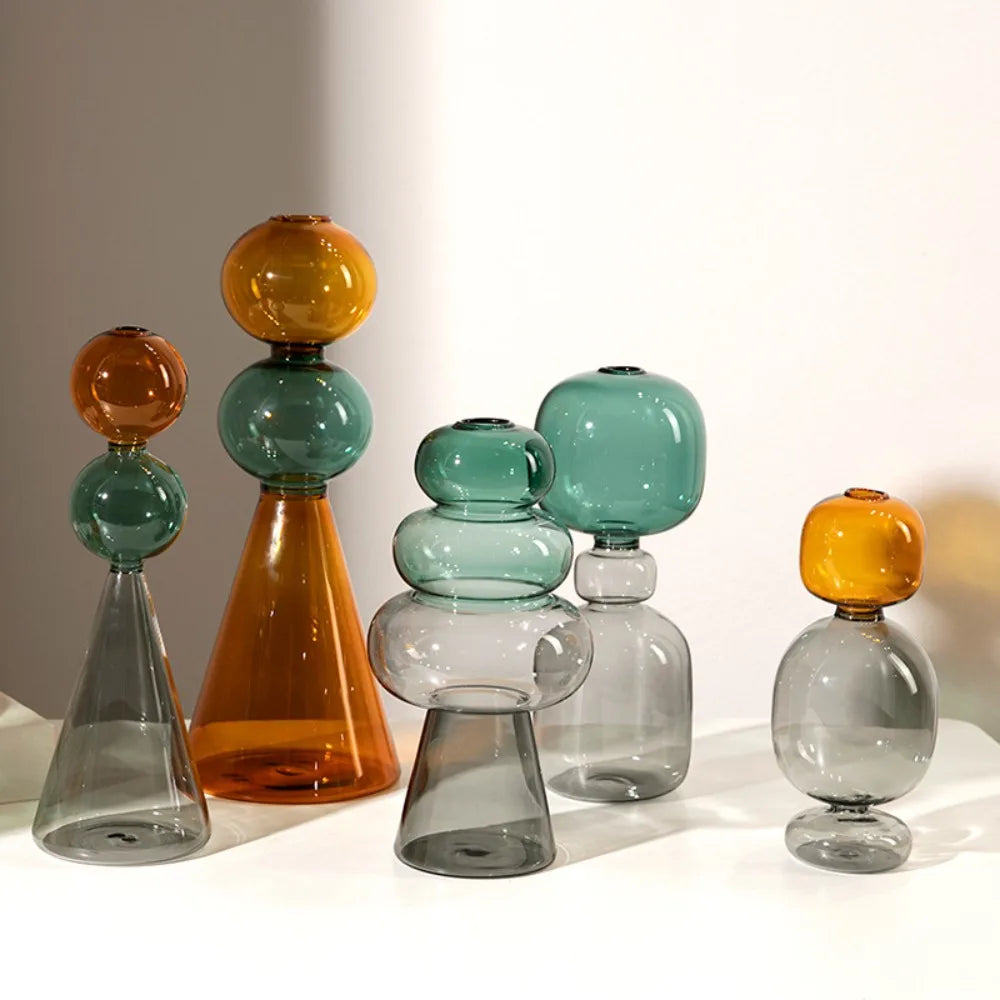 Vase en Verre Coloré Double Couche — Design Minimaliste