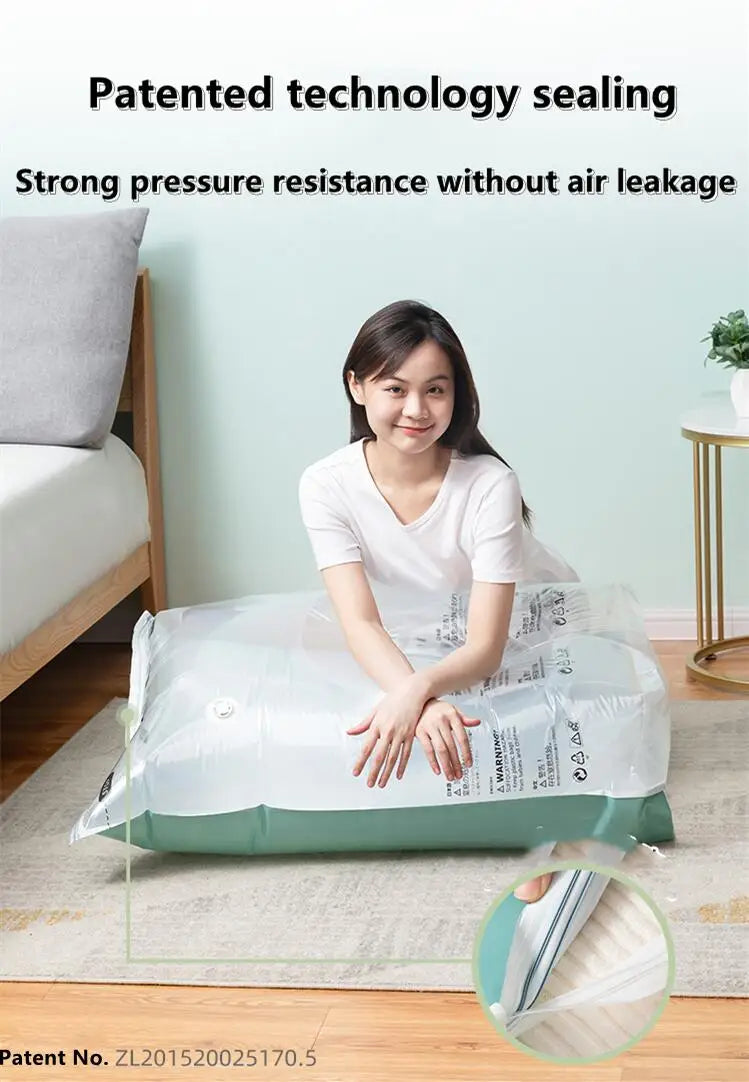Sacs de rangement sous vide — Sans pompe, gain de place