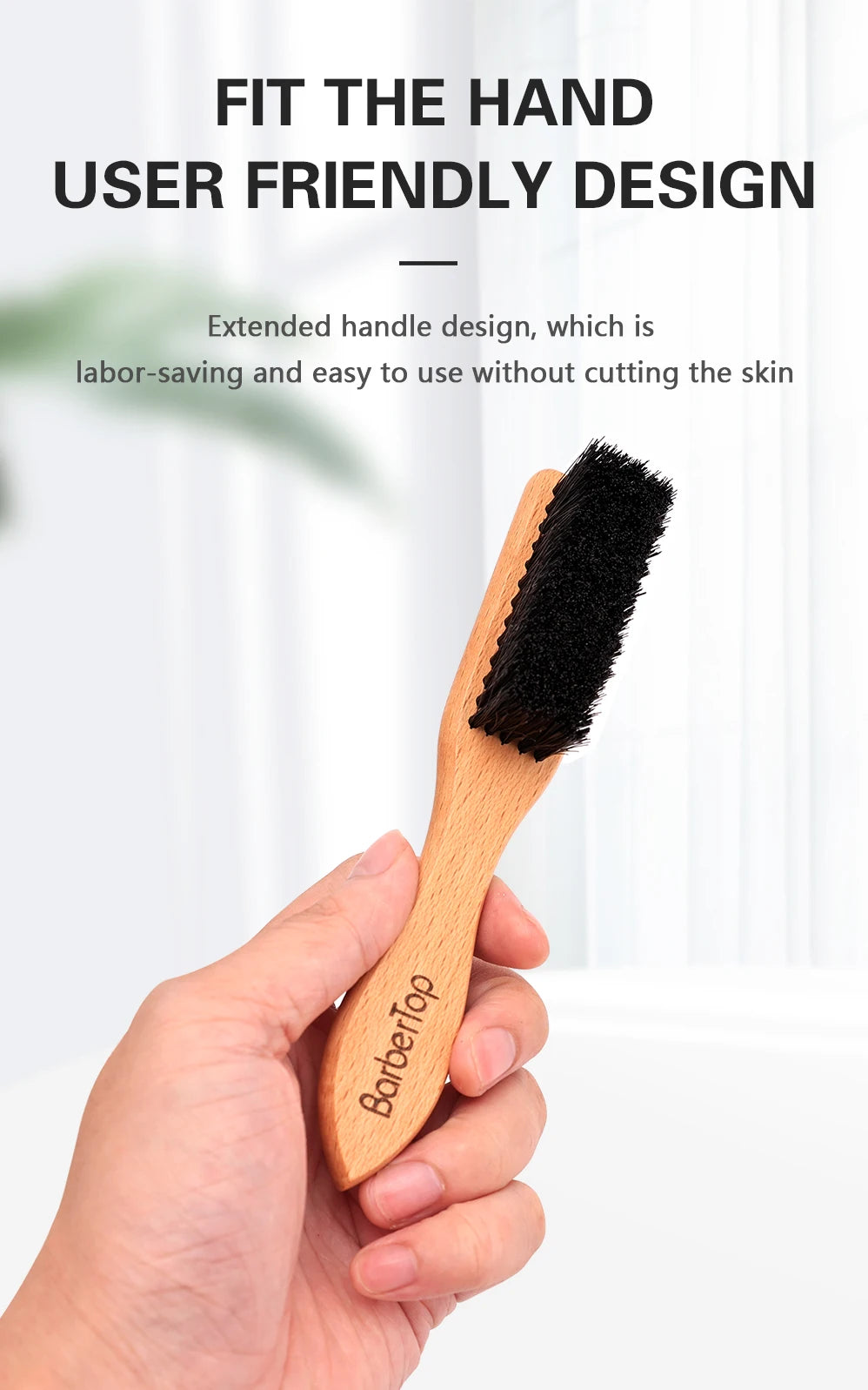 Brosse Barbe Barbertop Poils Naturels — Manche Bois