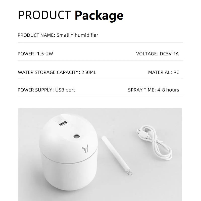 Humidificateur USB 250ml LED Colorée — Chambre & Voiture