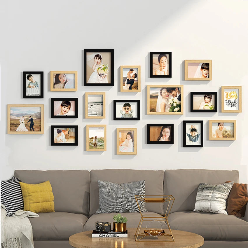 Lot Cadres Photo Muraux Bois — 14 ou 19 Pièces
