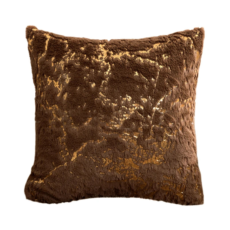 Housse de Coussin 43x43cm Imprimé Nordique Doré
