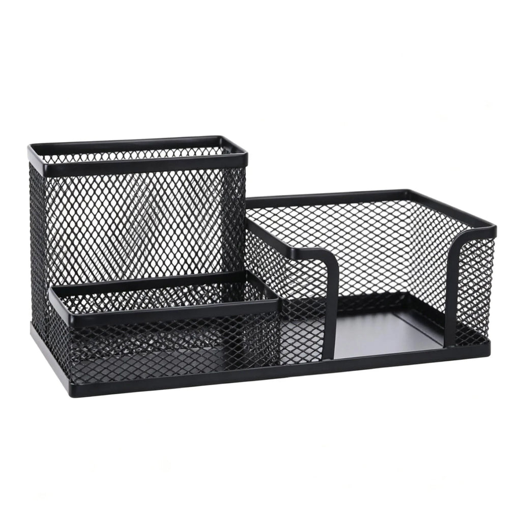 Organisateur Bureau Métal Mesh Noir 3 Compartiments