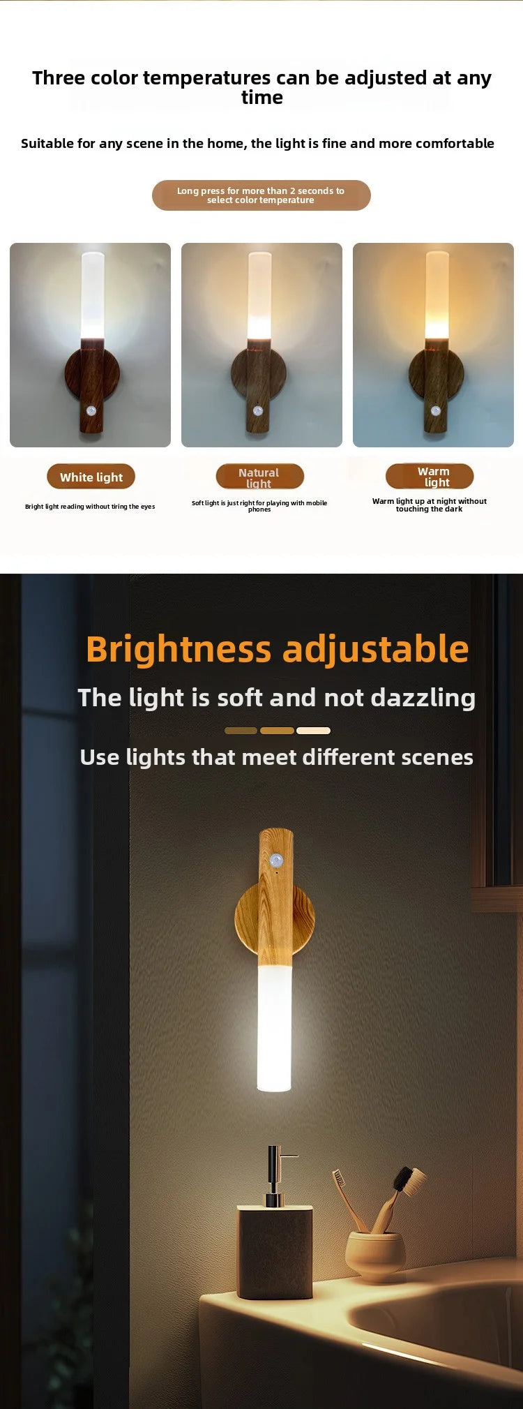 Veilleuse LED USB Rechargeable Magnétique Détecteur