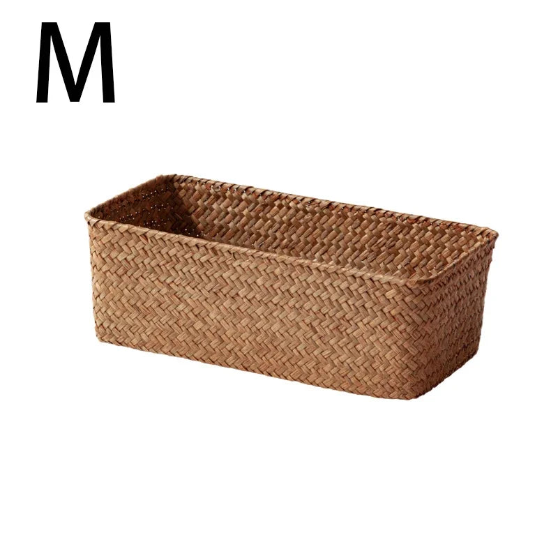 Panier Rangement Herbe Tressée Naturelle — S/M/L
