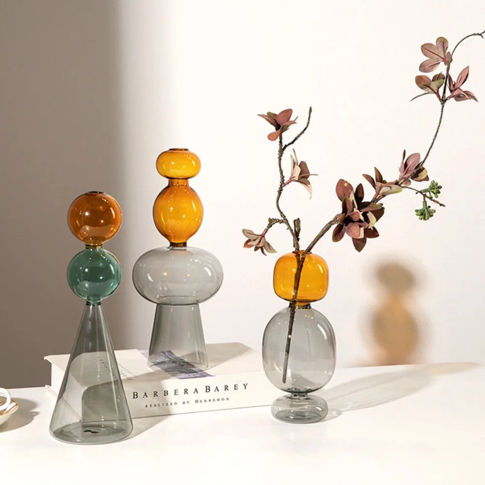 Vase en Verre Coloré Double Couche — Design Minimaliste