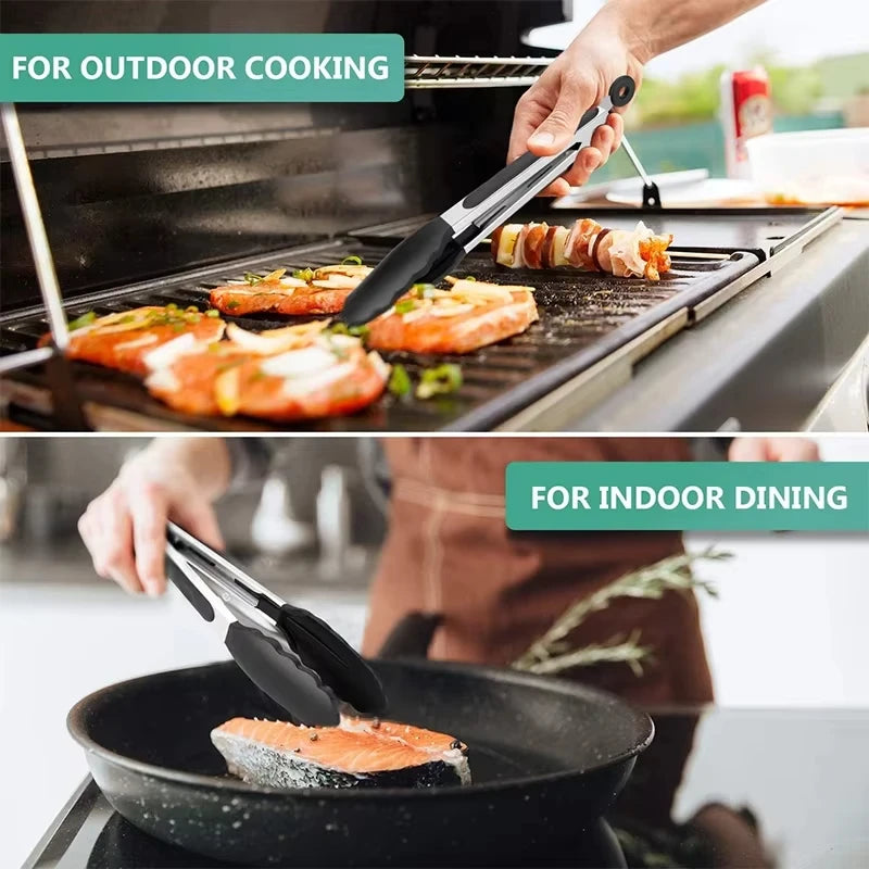 Pince BBQ Silicone Inox Verrouillable — Cuisine & Grillades