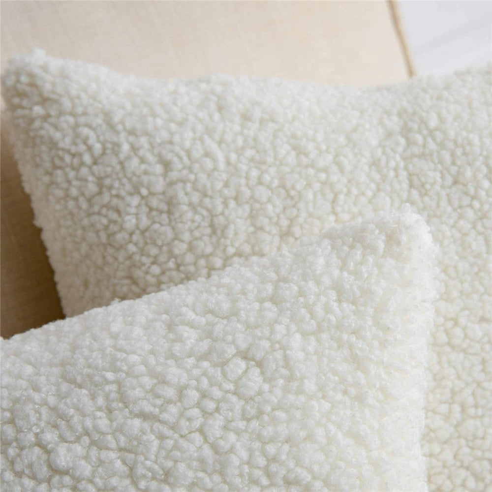 Housse de Coussin Velours Ultra-Doux Blanc
