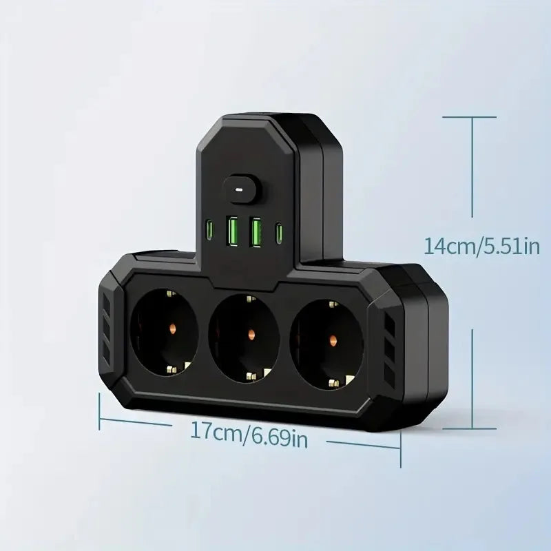Multiprise Murale Compacte 4 Prises + USB/USB-C