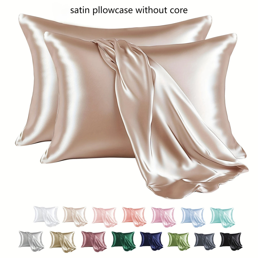 Taie d'Oreiller Satin Paire x2 — Anti-Allergie Fermeture Enveloppe