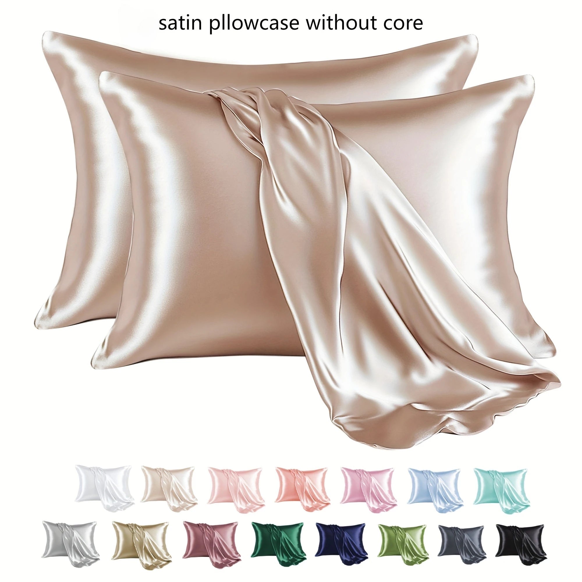 Taie d'Oreiller Satin Paire x2 — Anti-Allergie Fermeture Enveloppe