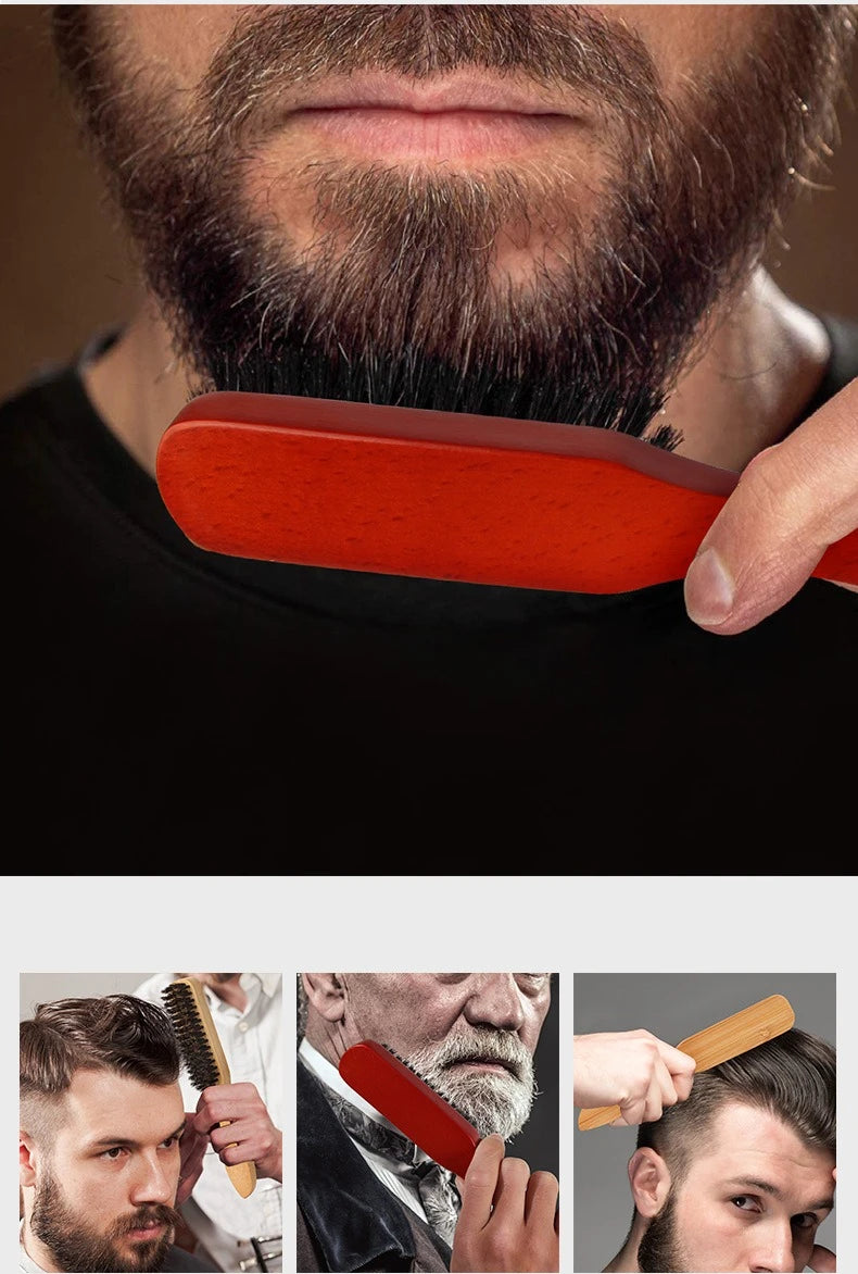 Set Brosse & Peigne Barbe Poils Naturels — Soin Barbe Homme